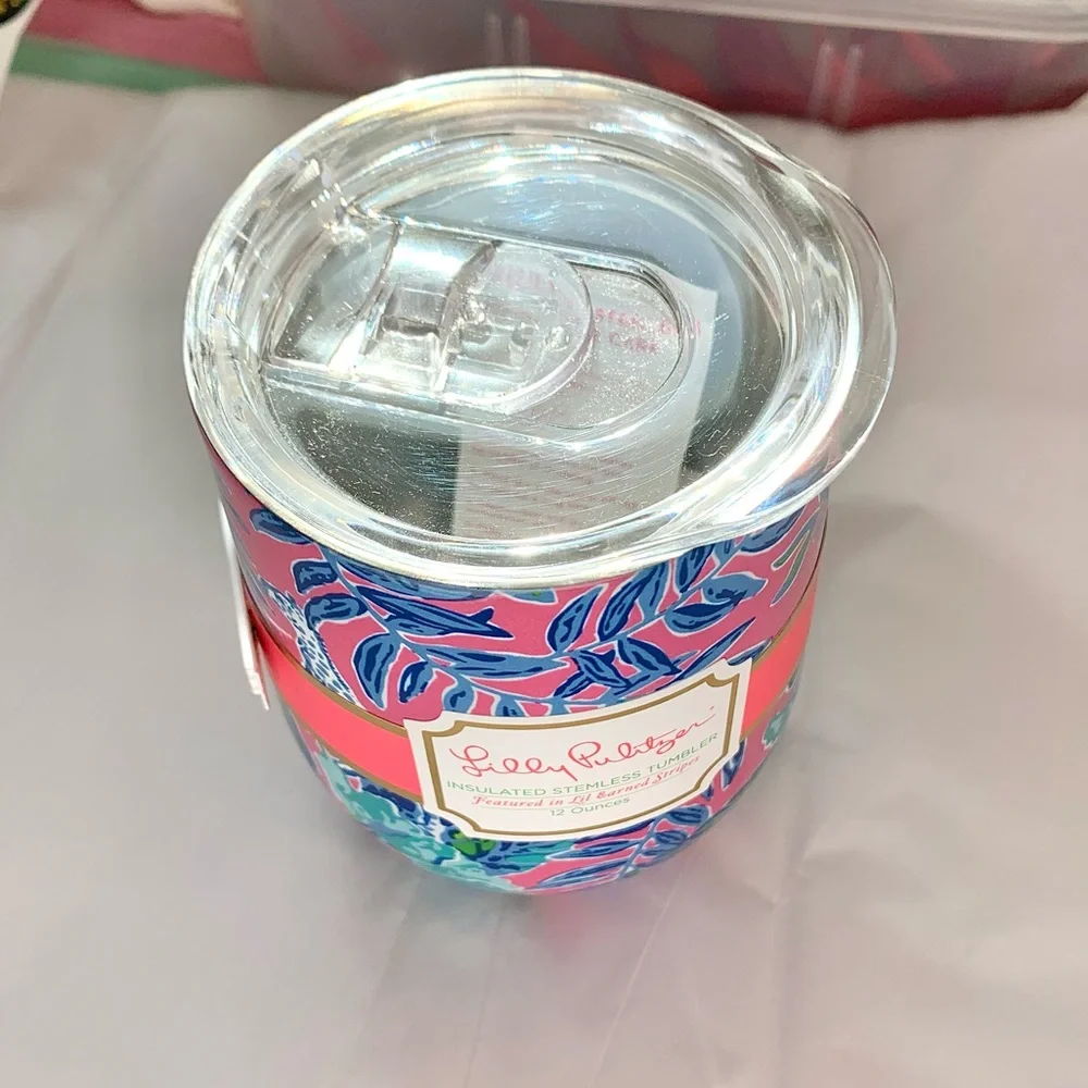 NEW Lilly Pulitzer Insulated Stemless Tumbler Pink Isle Lil Earned Stripes - Picture 10 of 15